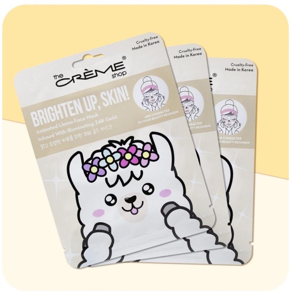 The Crème Shop Brighten Up, Skin! Face Mask Set (3-Pack) – Infused with 24K Gold
